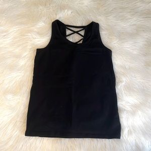 Girl’s Fitted Black Lattice-back Tank Top